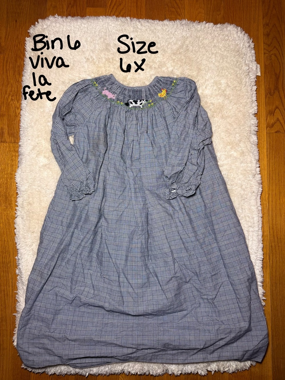 Viva La Fete Girls' Embroidered Plaid Dress - Blue